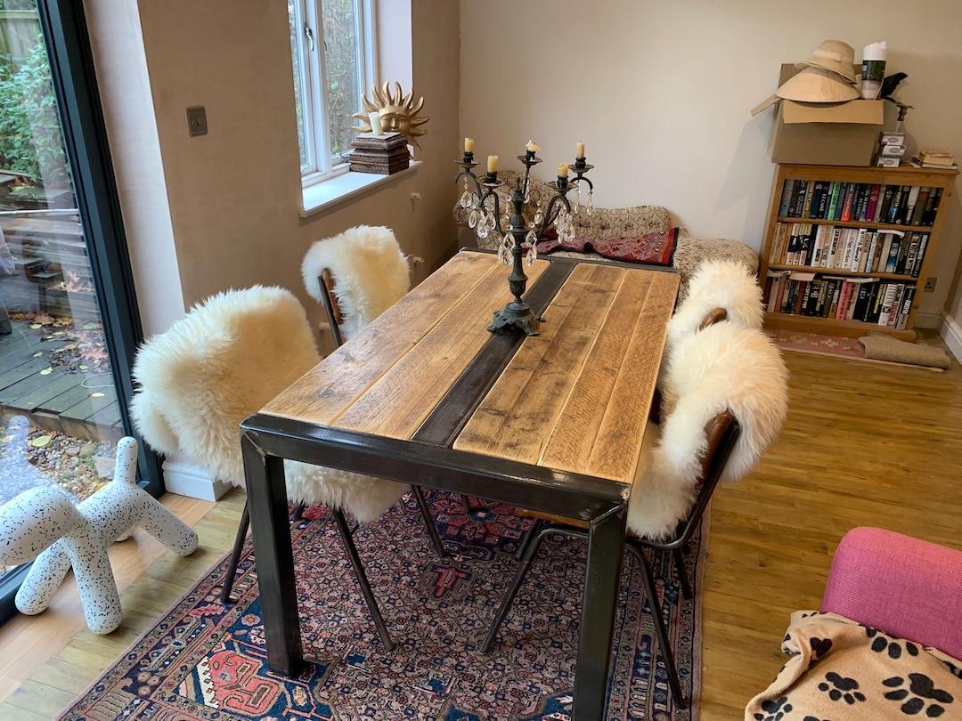 Curated visual reference: Reclaimed Wood Penthouse Dining Benches With Industrial Metal And Reclaimed Reference: Industrial Steel Reclaimed Wood Targa Dining Table Benches Rustic