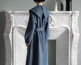 Dark Blue Sailor Collar Coat Women - Etsy