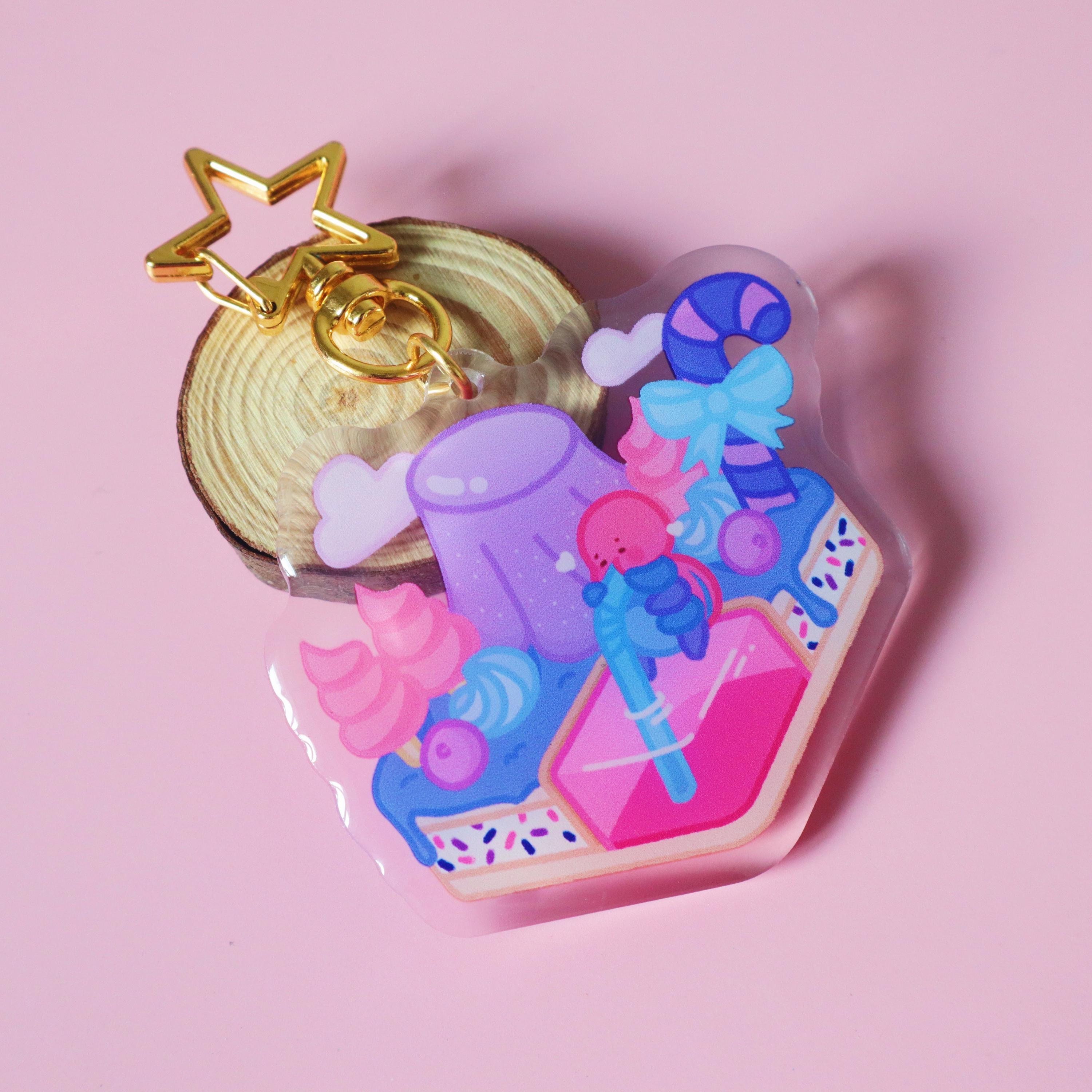 Bisexual Candyland Keychain - Subtle Bisexual Flag Charm - Kawaii