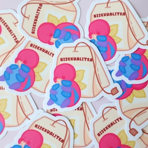 Bisexualitea LGBT Sticker- Cute Nibbles the Spider Bisexual Flag mascot - Waterproof /Glossy/Matte Laptop Decal Stickers