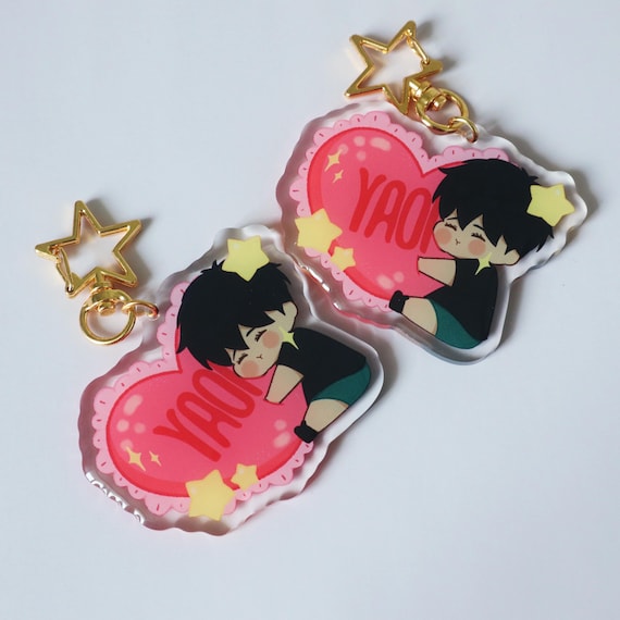 エンジェルboy·̩͙꒰ঌデザインチャーム✨️ Jellie's World Yaoi Keychain - Heart Shaped Kawaii Acrylic Chibi