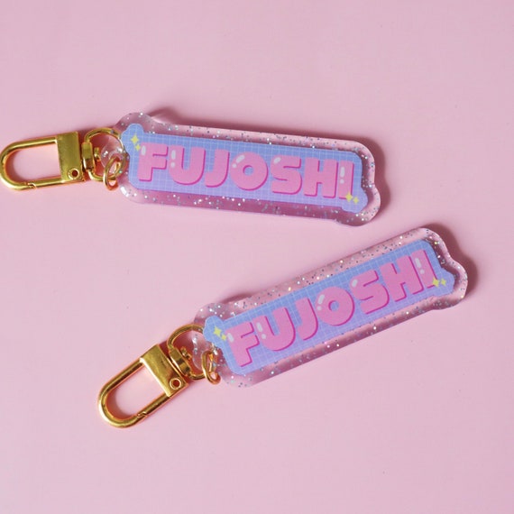 Fujoshi Glitter Keychain - Yaoi Boys Love Manhwa Manga Charm - Sparkly Acrylic Keyring/Charms - Jellie's World