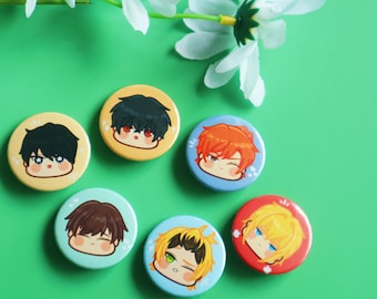 Botones de fan art de Sasaki a Miyano - Insignia de botón Chibi Kawaii de 32 mm - Anime/Manga Yaoi/BL