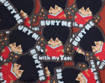 Bury me with my Yaoi - Funny BL/Yaoi Manga/Manhwa - Jellie’s World Chibi Waterproof Matte/Glossy Laptop Decal Sticker