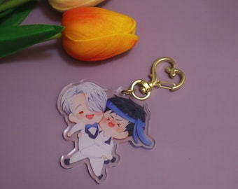 Victuuri YOI Keychain - Just Married Chibi - Kawaii Acrylic Chibi Keyring/Charms - Yaoi/Boys Love Keychain
