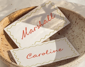 Modern Wedding Place Card Template, Handwritten Place Card, Whimsical Name Card, Colorful Place Card, Hand Drawn Decor, Instant Download W11