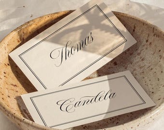 Retro Wedding Place Card Template, Modern Vintage Place Card Elegant, Script Name Card, Regal Place Card Calligraphy, Wedding Reception, W21