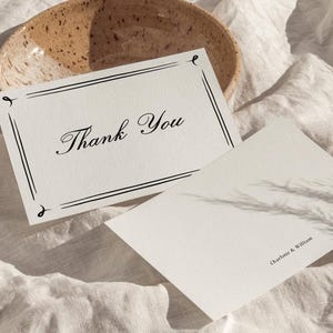 Plantilla de tarjeta de agradecimiento de boda manuscrita, elegante, dibujada a mano, de inspiración vintage, caligráfica, clásica, descarga instantánea (W18)
