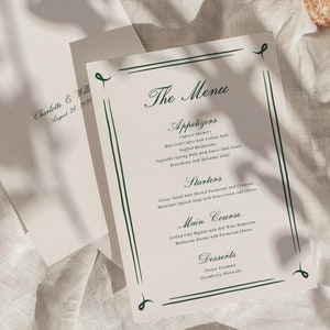 Handgeschriebenes Hochzeitsmenü Vorlage, Handgezeichnetes Hochzeitsmenü Klassisch, Kalligraphie, Vintage inspiriert, Hochzeitsfeier, Sofort Download W15