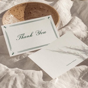 Plantilla de tarjeta de agradecimiento de boda manuscrita, elegante, dibujada a mano, de inspiración vintage, caligráfica, clásica, descarga instantánea (W15)