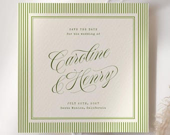 Retro Save The Date Template, Square Save The Date, Vintage Inspired Save The Date, Script Save The Date Card, Retro Minimalist Invite, W20