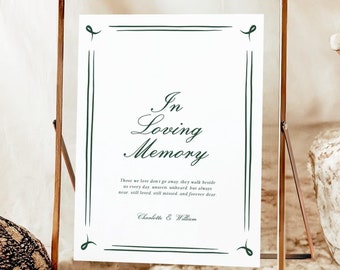 In Loving Memory Wedding Sign Template, In Loving Memory Sign Hand Drawn, Modern Memorial Sign For Wedding Elegant, Instant Download W15