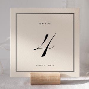 Retro Wedding Table Number Template, Modern Vintage Table Number, Square Table Number, Retro Minimalist Wedding Decor, Wedding Reception W21