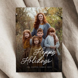 Modello di biglietto fotografico di Natale, modello di biglietto di Natale fotografico, foto di famiglia del biglietto di Natale, biglietto di auguri moderno stampabile, download immediato