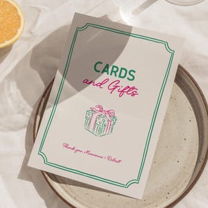 Hand Drawn Cards and Gifts Sign Template, Modern Wedding Signage Whimsical, Handwritten Wedding Sign Editable, Wedding Reception, W16