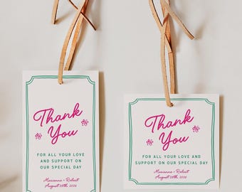 Modern Wedding Thank You Tag Template, Handwritten Wedding Favor Tag, Hand Drawn Gift Tag, Wedding Guest Gift, Whimsical Wedding Tag, W16