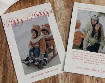 Christmas Photo Card Template, Photo Christmas Card Template, Christmas Card Family Photo, Modern Holiday Card Printable, Instant Download