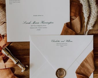 Envelope Addressing Template, Classic Printable Envelope Address, Elegant Wedding Envelope Vintage Calligraphy, A7 Envelope, C5 Envelope W15