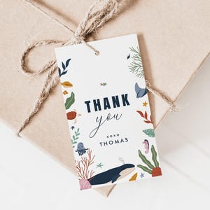 Under The Sea Favor Tag Template, Sea Animals Birthday Editable Gift Tag, Ocean Animals Thank You Tag, Under The Sea Tag, Instant Download