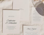 Retro Wedding Invitation Template, Modern Wedding Invitation Elegant, Simple Wedding Invitation Suite Minimalist, Rsvp Card, Details, W17