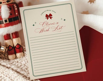 Ausfüllbare, bearbeitbare Weihnachtswunschliste, Geschenkplaner für die Feiertage, Vorlage für die Weihnachtswunschliste, Weihnachtswunschliste für Kinder, Organizer für Weihnachtsgeschenke, CH09