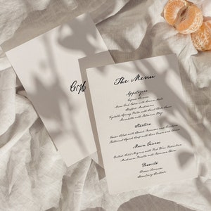 Handgeschriebenes Hochzeitsmenü Vorlage, Einfaches Hochzeitsmenü, Elegantes Menü, Kalligrafie, Initialen, Monogramm, Klassisch Vintage, Instant Download W08