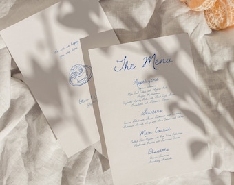 Modern Wedding Menu Template, Handwritten Wedding Menu, Fun Wedding Decor, Hand Drawn Menu, Whimsical, Unique, Bold, Instant Download W04