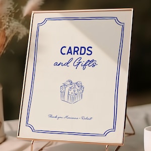 Modèle d'enseigne pour cartes et cadeaux dessinés à la main, enseigne de mariage moderne, fantaisiste, inscription de mariage manuscrite modifiable, réception de mariage, W19