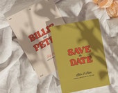 Modern Save The Date Template, Retro Save The Date, Colorful Save The Date, Fun, Bold, Whimsical, Wedding, Unique, Instant Download W09