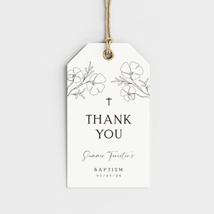 Taufe Gunsten Anhänger, Taufe Geschenkanhänger, Taufe Gunsten Anhänger, Taufe Gunsten Anhänger, Blumen Geschenkanhänger Modern, Minimalistisch, Sofort Download
