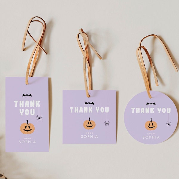 Halloween Favor Tag Template, Halloween Birthday Editable Gift Tag, Halloween Thank You Tag Instant Download