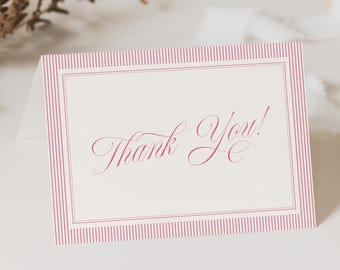 Retro Pink Thank You Card Template, Modern Vintage Thank You Card, Baby Shower Thank You Card Folded, BB21
