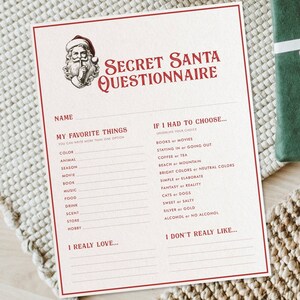 Frage zum Weihnachtsmann Fragebogen zum Ausdrucken, Wichtel Form für Arbeit, Wichtel Vorlage, Instant Download