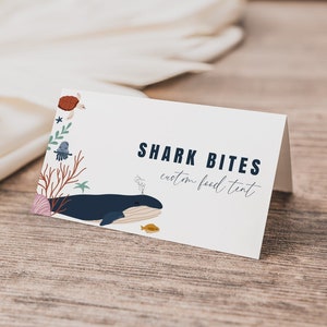 Under The Sea Food Tent Template, Under The Sea Food Label, Sea Animals Food Tent, Ocean Animals Food Tent, Whale, Modern, Instant Download