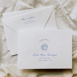 Handwritten Envelope Addressing Template, Printable Envelope Address, Wedding Envelope, Hand Drawn Flowers, A7 Envelope, C5 Envelope, W04