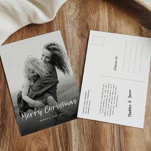 Christmas Photo Postcard Template, Christmas Photo Card Template, Family Photo Holiday Card, Printable Christmas Card, Instant Download