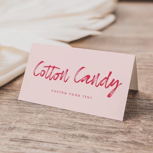 Pink Food Tent Template, 12th Birthday Food Label, Editable Pink Food Tent, Pink Place Card Template, Minimal, Modern, Instant Download