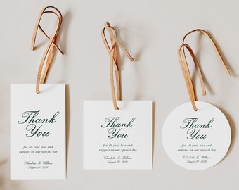 Handwritten Wedding Thank You Tag Template, Classic Wedding Favor Tag, Wedding Gift Tag, Vintage Inspired, Calligraphy, Instant Download W15