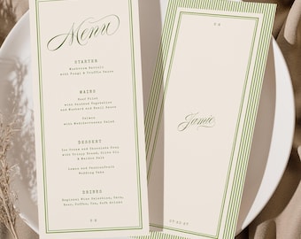Retro Wedding Menu Template, Modern Vintage Menu, Menu With Name, Guest Name Menu, Calligraphy, Retro Minimalist Menu, Wedding Reception W20