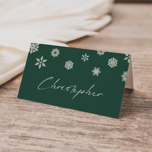 Christmas Place Card Template, Editable Christmas Name Card, Christmas Name Tag Template, Instant Download