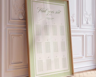 Retro Wedding Seating Chart Template, Modern Vintage Seating Chart, Wedding Reception Chart, Calligraphy, Retro Minimalist Seating Plan, W20