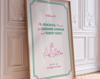 The Night Before Sign Template, Handwritten Rehearsal Dinner Sign Colorful, Whimsical Welcome Sign, Hand Drawn Border, Modern Signage , W16