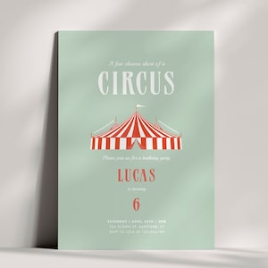 Circus Birthday Invitation Template, Circus Editable Invite, Instant Download