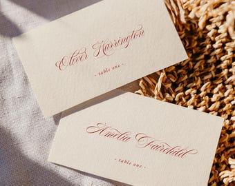 Modern Classic Wedding Place Card Template, Retro Minimalist Name Card, Wedding Reception, W22