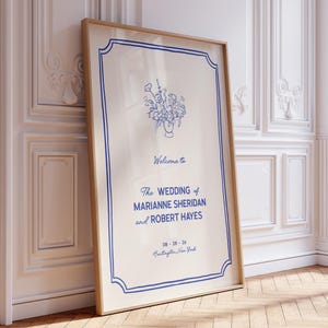 Modern Wedding Welcome Sign Template, Whimsical Welcome Sign Editable, Handwritten Welcome Sign, Hand Drawn Flowers, Wedding Reception, W19