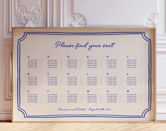 Whimsical Wedding Seating Chart Template, Alphabetical Seating Chart Whimsical, Handwritten Seating Plan, Wedding Reception, Hand Drawn, W19