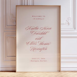 Plantilla de letrero de bienvenida para boda, estilo clásico moderno, letrero minimalista retro para recepción de boda, W22