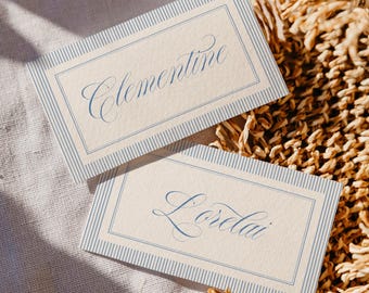 Retro Blue Place Card Template, Dusty Blue Name Card, Modern Vintage Baby Shower Place Card, BB23