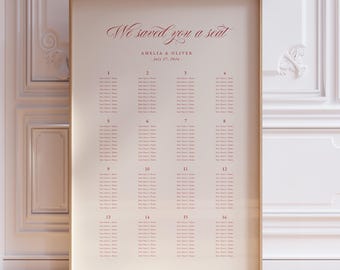 Modern Classic Seating Chart Template, Retro Minimalist Wedding Reception Chart, W22