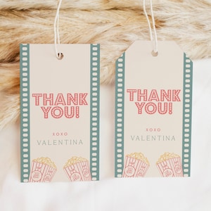 Movie Party Gift Tag Template, Editable Movie Night Favor Tag, Movie Birthday Thank You Tag, Instant Download